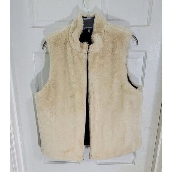 J Crew Womens Beige Black Full Zip Reversible Vest Mock Neck With Pockets Size M - Picture 6 of 14